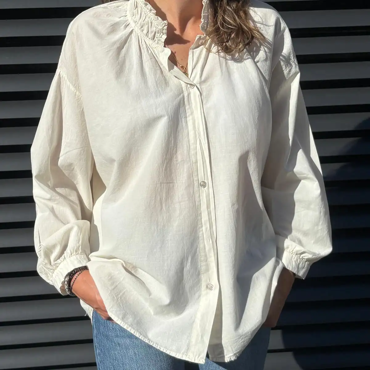 Chemisier "Léna" écru en coton